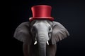 Gentle Elephant with Circus Ringmaster\'s Hat Portrait. Generative AI illustration