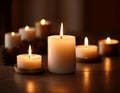 The gentle flicker of candle flames in a dimly lit room, providing a soft and soothing light source Royalty Free Stock Photo