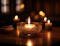 The gentle flicker of candle flames in a dimly lit room, providing a soft and soothing light source Royalty Free Stock Photo