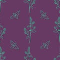 Gentle flower seamless pattern with hand-drawn pepermint.