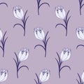 Gentle flower seamless pattern with crocuses.