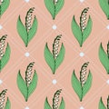 Gentle flower seamless pattern with lily of the valley. Royalty Free Stock Photo