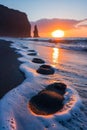 Gentle footprints in the sand leading towards the ocean