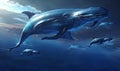 The gentle giants of the sea, blue whales glide through the ocean currents