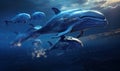 The gentle giants of the sea, blue whales glide through the ocean currents