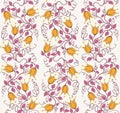 Gentle hand drawn seamless abstract vintage flower pattern. Royalty Free Stock Photo