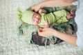 Gentle hands mother. child falls asleep Royalty Free Stock Photo