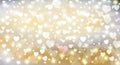 Gentle light background with hearts and sparkling sparks, bokeh. Beautiful design for weddings, Valentine`s Day and other romanti Royalty Free Stock Photo