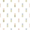 Gentle naive seamless vector pattern with small cute flowers on a white background. Royalty Free Stock Photo