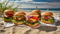 The gentle ocean breeze carries the tantalizing aroma of grilled beef, toasted buns, and a symphony of savory toppings.