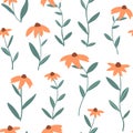 Gentle orange flowers seamless pattern