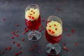 Gentle panakota and jelly creamy panakota with dessert selective focus
