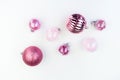 Gentle pink baubles on a white background. Christmas mood Royalty Free Stock Photo