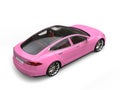 Gentle pink modern electric sports car - top down rear side view