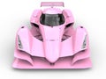 Gentle pink super sports race car - front view closeup shot