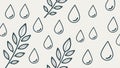 Gentle Raindrops and Leafy Branch, Serene Seamless Vector, vector design Generative AI Royalty Free Stock Photo