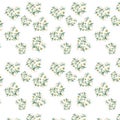 Gentle refined seamless pattern of white beige powdery hearts lilies watercolor hand sketch