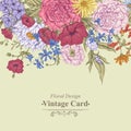 Gentle Retro Summer Floral Greeting Card, Vintage