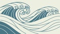 Gentle Rolling Ocean Waves, Serene Seamless Marine Vector, vector design Generative AI Royalty Free Stock Photo
