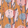 Gentle seamless pattern with tulips silhouettes. Perfect for wrappin paper, packaging design, cover, fabric, wallpaper