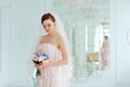 Gentle, sensual portrait of very beautiful girls bride blonde in Royalty Free Stock Photo