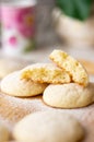 Gentle shortbread tea biscuits. Incision. Royalty Free Stock Photo