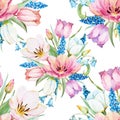 Gentle spring floral raster pattern