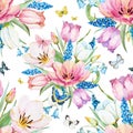 Gentle spring floral raster pattern