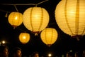 The gentle sway of paper lanterns casting a soft glow post party Royalty Free Stock Photo