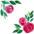 Gentle watercolor wet roses border Royalty Free Stock Photo