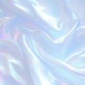 Gentle waves of blue holographic silk in soft light. AI generated