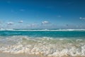 Gentle waves crash on the Cancun beach Royalty Free Stock Photo
