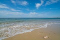 Gentle waves on an empty sandy beach with a calm ocean Royalty Free Stock Photo