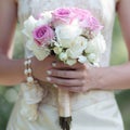 Gentle wedding bouquet of flowers in hands bride Royalty Free Stock Photo