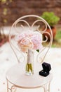 Gentle Wedding Bouquet Peonies With Rings