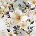 Gentle white flowers seamless pattern, created with generative AI