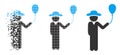 Moving Pixel Halftone Gentleman With Balloon Icon