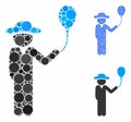 Gentleman with Balloon Mosaic Icon of Round Dots