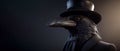 Gentleman, boss black crow in a hat, suit and tie. Banner header. AI generated