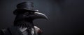 Gentleman, boss black crow in a hat, suit and tie. Banner header. AI generated