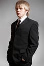 Gentleman business man model in elegant black suit