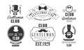 Gentleman Club Vintage Logo Templates Set, Retro Fashion Club Monochrome Emblems Vector Illustration Royalty Free Stock Photo