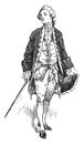 Gentleman Costume during Queen Anne Reign, vintage illustration