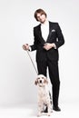 Gentleman and dog Royalty Free Stock Photo