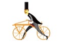 Gentleman on draisienne or hobby horse retro bike