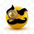 Gentleman emoticon. Sir icon with mustache and monocle