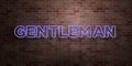 GENTLEMAN - fluorescent Neon tube Sign on brickwork - Front view - 3D rendered royalty free stock picture