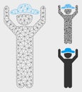 Gentleman Hands Up Vector Mesh Carcass Model and Triangle Mosaic Icon