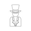 gentleman with hat and tuxedo icon. Element of Theatre for mobile concept and web apps icon. Outline, thin line icon for website