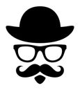 Gentleman head with a hat and glasses